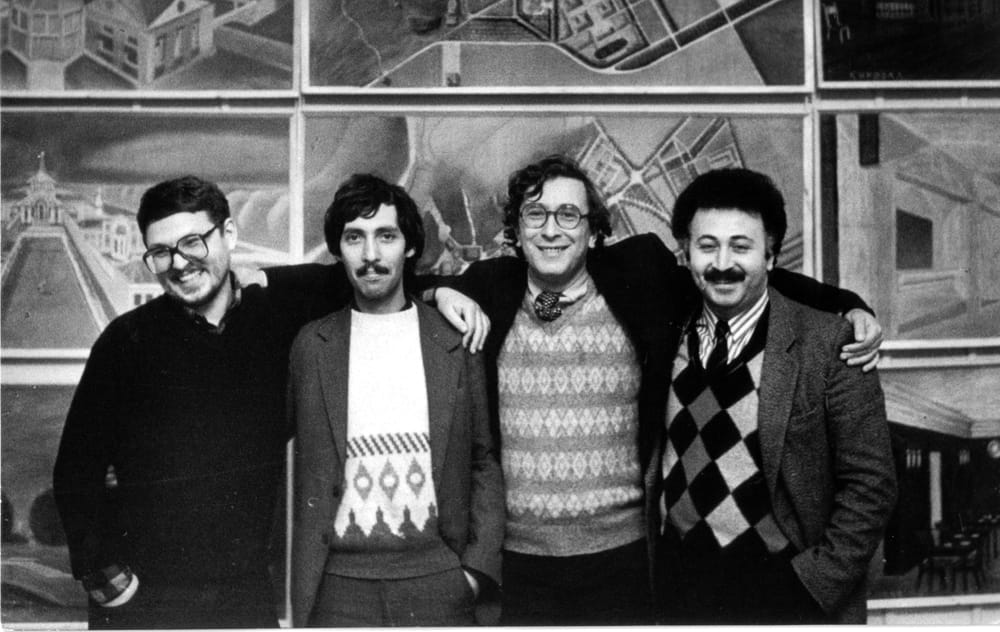 Первый архитектурный кооператив «Бригада А»: М.Белов, М.Хазанов, С.Б., М.Крихели.