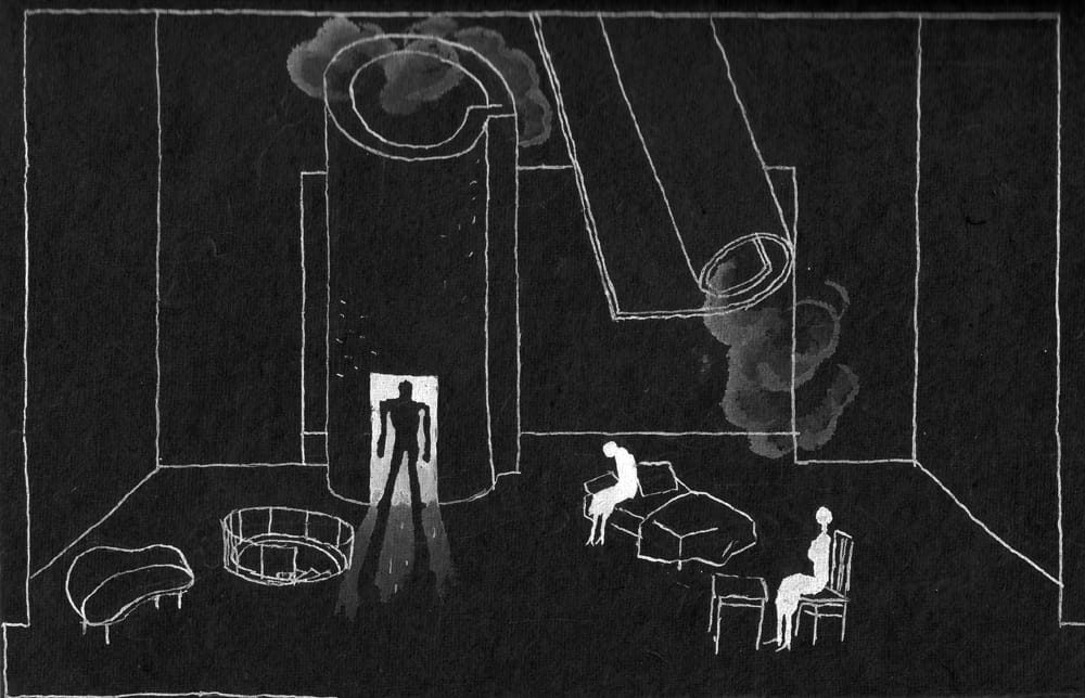 Эскиз к спектаклю «Вкус меда» Ш. Делени, 2003 г. МТЮЗ, осуществлен другой вариант.