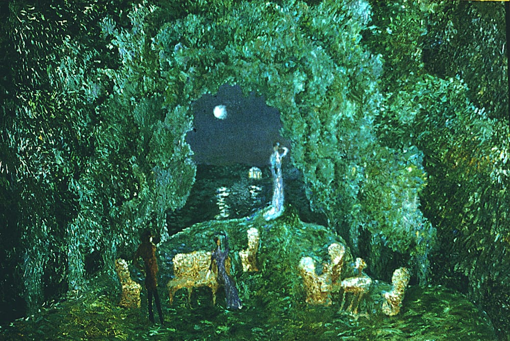 Эскиз к спектаклю «Чайка» А.Чехова. Литовский молодежный театр, Вильнюс. Режиссер Д.Тамувеличуте. Холст на картоне, масло, 46х77 см.