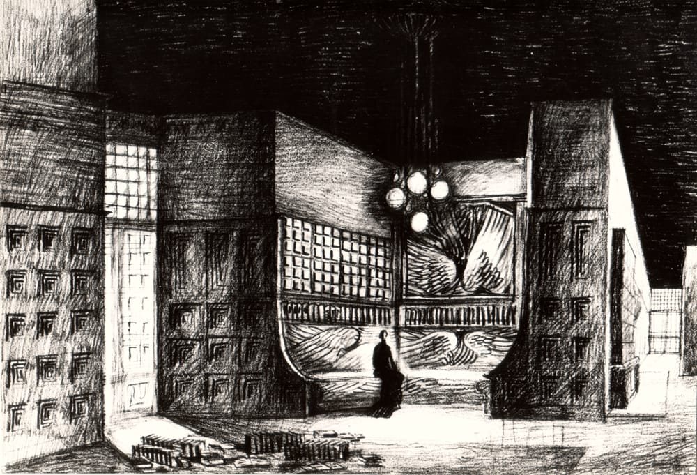 Эскиз к спектаклю «Гедда Габлер» Г. Ибсен. 1983 г. Московский театр им. Моссовета. Режиссер К. Гинкас.