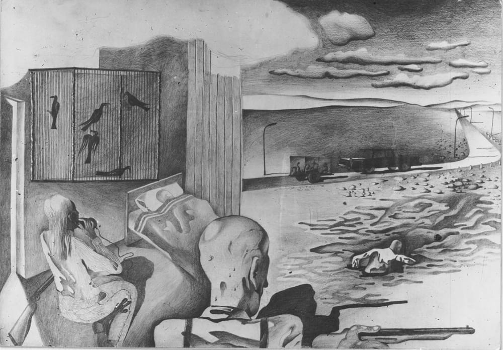 Эскиз к телефильму «Меня могут распять на кресте» 1968 г. Режиссер Е. Шифферс. Не осуществлено. Бумага, картон, 21х29,7 см.