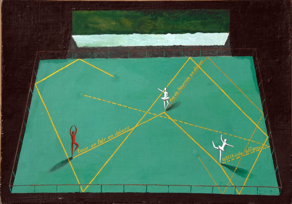 Эскиз к балету «Карамболь» 1977 г. Предложение балетмейстерам. Холст, масло, 30х40 см.