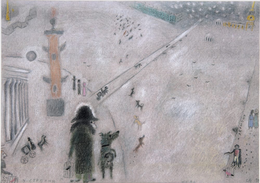 Иллюстрации к книге «Генерал и Бонапарт» и эскизы к мультфильму «Генерал, собака и птицы» по сценарию Т. Гуэрра. 2001 г.