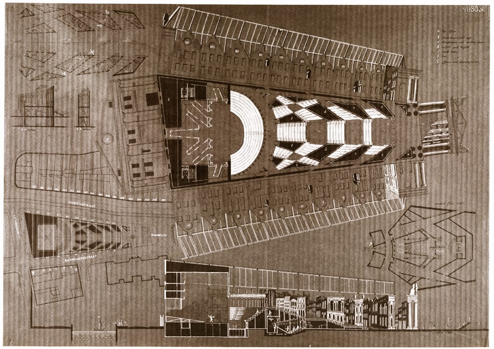 1987г. Проект театра в Амстердаме. В соавторстве с М.Беловым, Е.Беловой, Е.Козельковой и М.Хазановым. Международный конкурс ОИСТАТа. Главный приз.