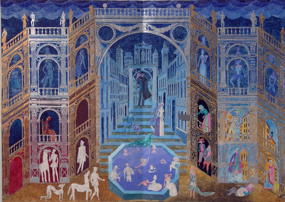 Эскиз к опере «Укрощение строптивой» В. Шебалин, реж. О. Иванова, театр оперы и балета им. Чернышевского, г. Саратов, 1986 г.