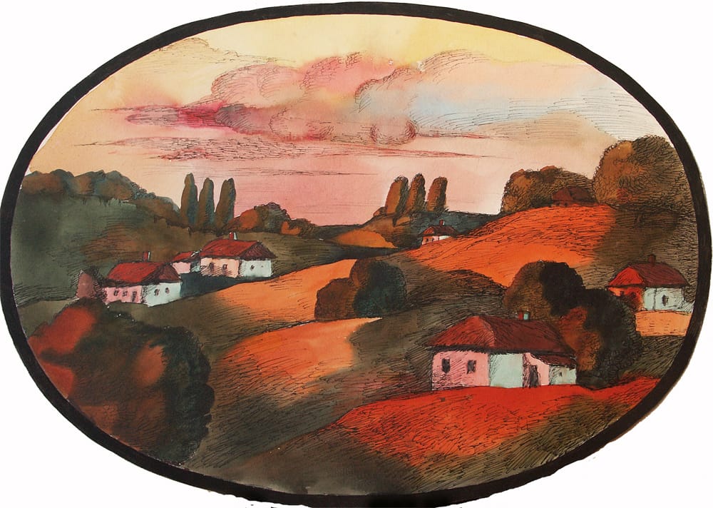 Эскиз к спектаклю «Здравствуй, Пушкин!» А.Гессена, И.Ром-Лебедева. 1973г. Московский цыганский театр «Ромен». Режиссер С.Баркан. Бумага, акварель, итальянский карандаш, 60х80 см.