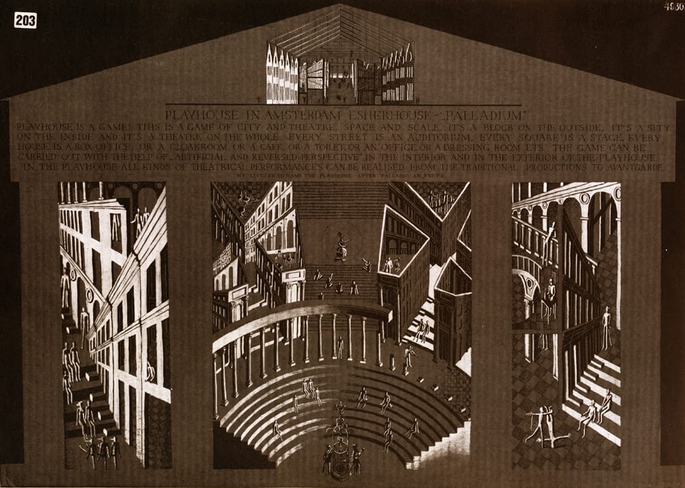 1987г. Проект театра в Амстердаме. В соавторстве с М.Беловым, Е.Беловой, Е.Козельковой и М.Хазановым. Международный конкурс ОИСТАТа. Главный приз.