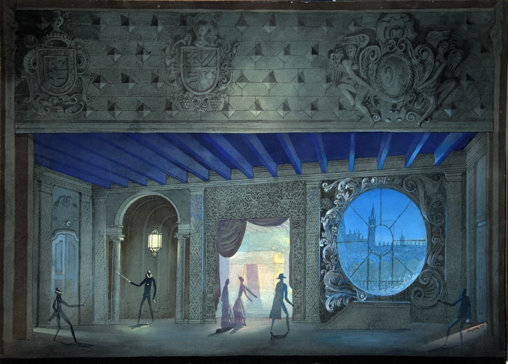 Эскиз декорации к опере «Сила судьбы». Дж. Верди. 1985 г. Театр оперы и балета им. Кирова, Ленинград. Реж. С. Штейн. Бумага, акварель, гуашь, 55х76 см.