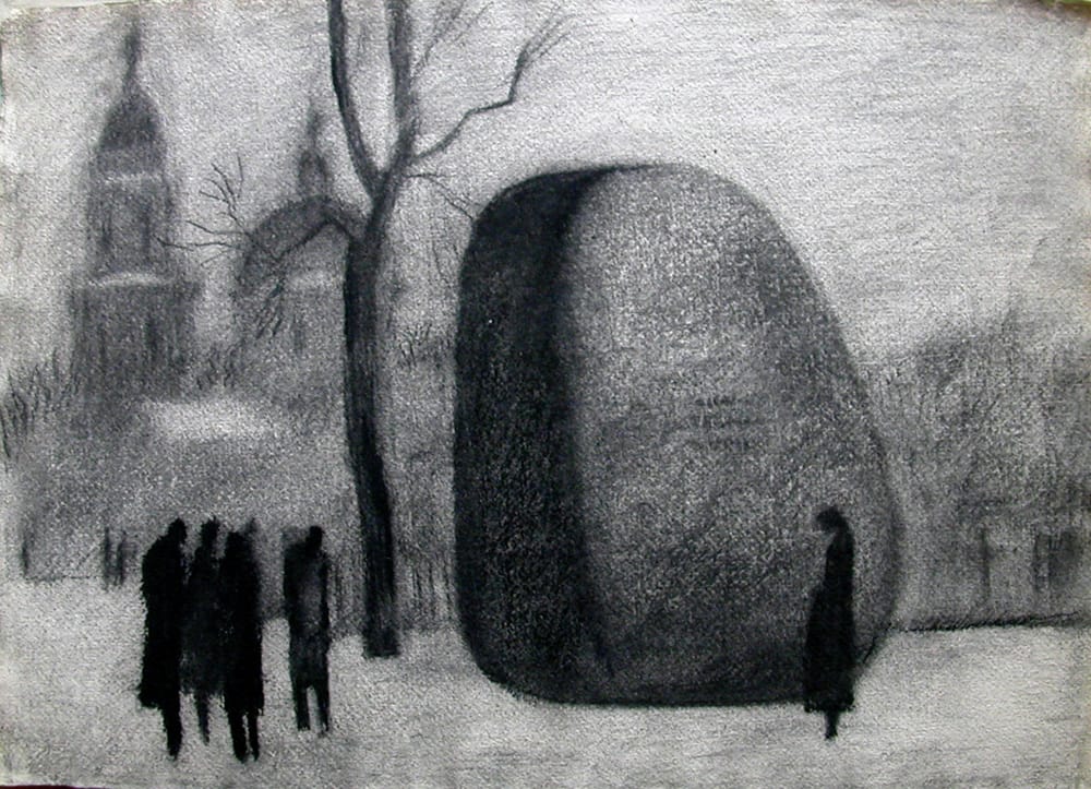 Эскиз к конкурсному проекту надгробия Высоцкому, 1981г.