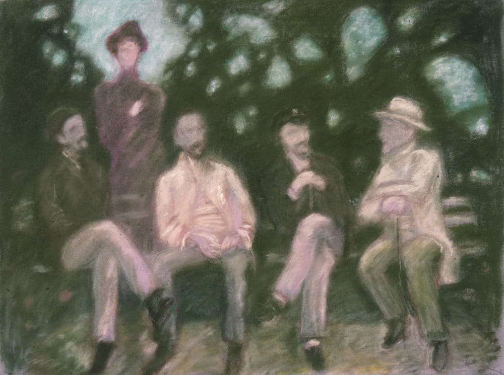 Воспоминания о спектакле Чайка. Дорн рассказывает. 1984 г. 50х65, тон. бумага, пастель.