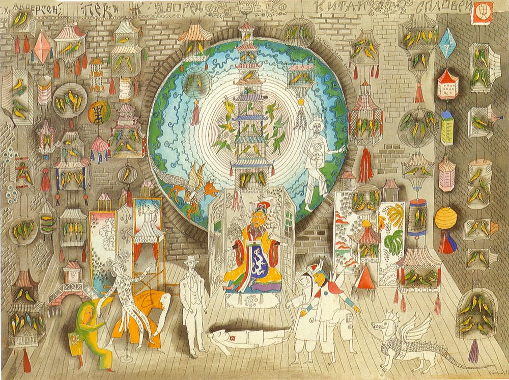 Эскиз к спектаклю «Соловей» по Г.Х. Андерсену. МТЮЗ. 1989 г. Режиссер Г. Яновская.