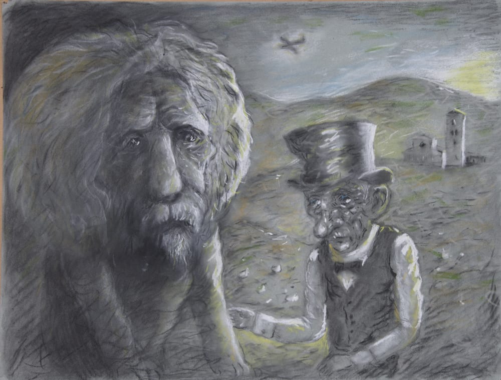 Эскиз к мультфильму «Лев с седой бородой» по сценарию Т. Гуэрра. 1986 г. Режиссер А. Хржановский. Тон. бумага, уголь, пастель, 50 х 64,5 см.