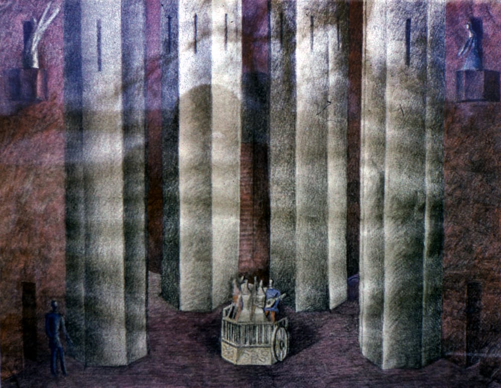 Эскиз к опере «Мария Стюарт» С. Слонимского. 1981 г. Куйбышевский театр оперы и балета. Реж. О. Иванова.