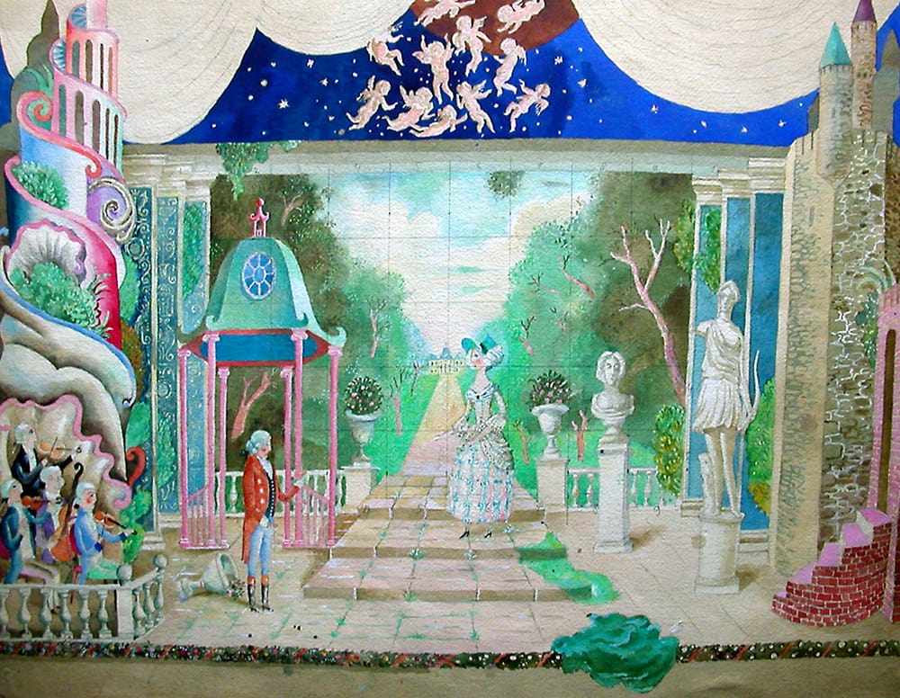 «Проснись, красавица, проснись!» («Спящая красавица» по Г.Х.Андерсону). Автор: Г. Соколова. Второе действие. Московский драматический театр им. Станиславского. Режиссер. О. Великанова. Бумага, акварель, гуашь. 50Х65 см.