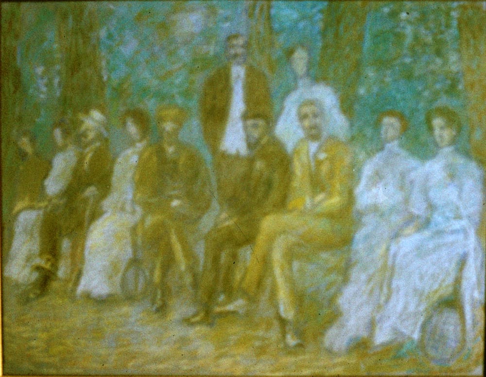 Воспоминания о спектакле Чайка. Зрители. 1987 г., тон. бумага, пастель, 50х65.