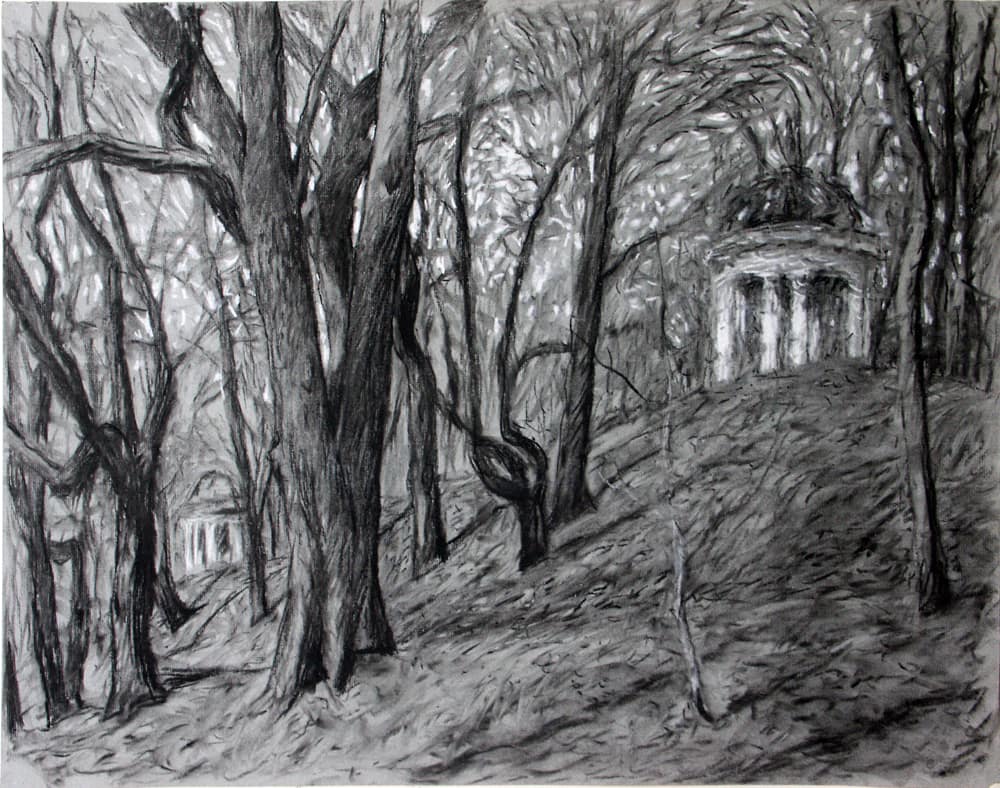 Усадьба предков «Высокие Горы». Тон. бумага, уголь, мел, 50х65, 1984.