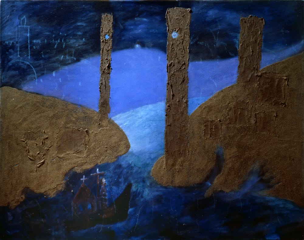 Сцилла и Харибда.1991г, холст, масло, земля Сицилии, земля Колабрии, клей ПВА.