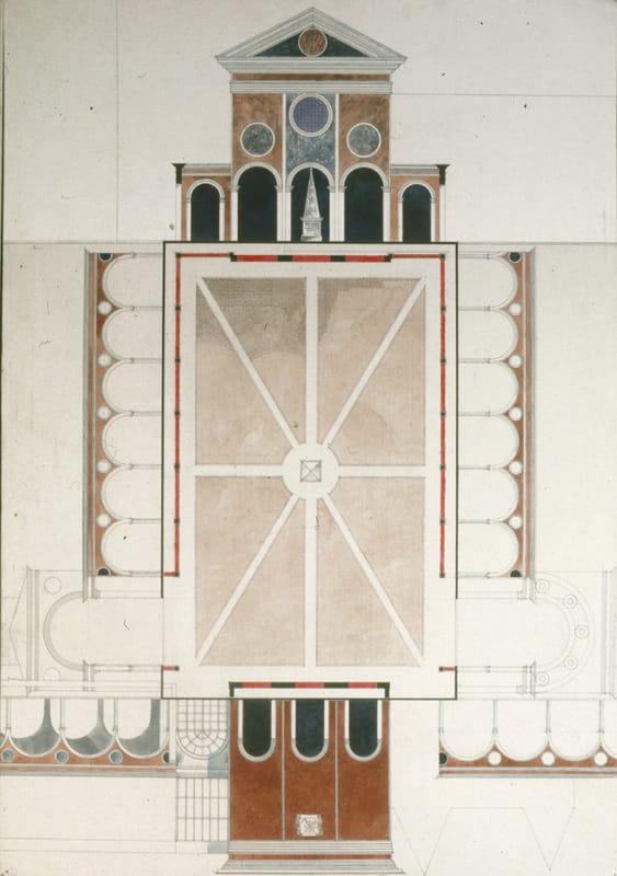 1987г. Реконструкция ул. Щусева. 1.Перспектива. 2.Развертка площади перед Домом Архитектора. Совместно с М. Беловым, Е. Солоповым.