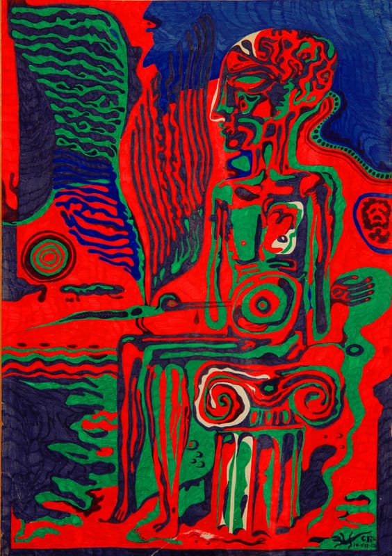 Прометей прикованный 2. 1968 г. 29,7х21 см, фломастер.