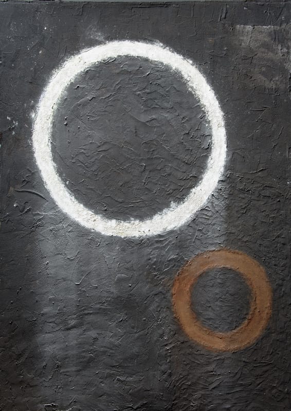 ВЕТХИЙ И НОВЫЙ ЗАВЕТ. 1989г. Дерево, земля у башни Давида в Иерусалиме, земля ул. Шухова в Москве, измельченный известняк из пещерных захоронениях пророков в Бес-Салеме, клей ПВА, 165х120см.