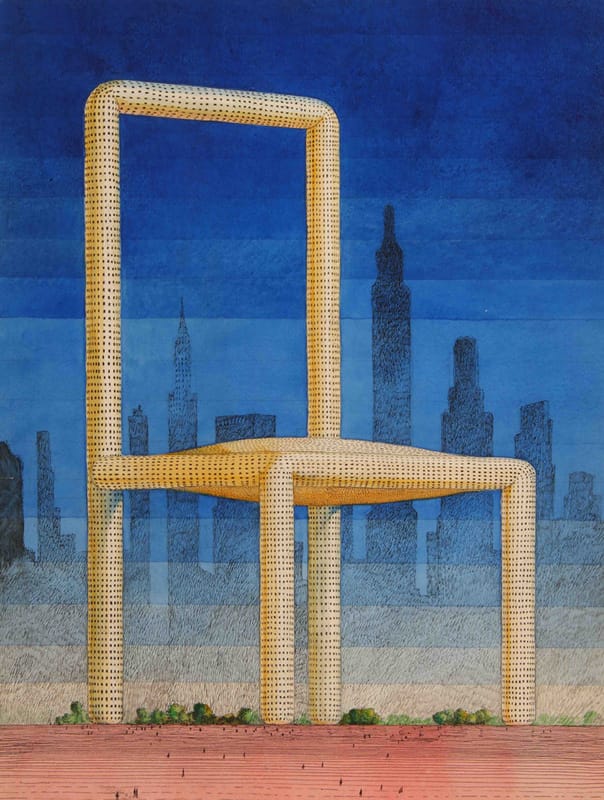 Проект небоскреба, 1971 год, бум., акв., тушь, перо, 40х30