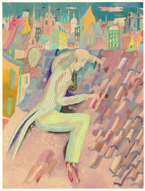 Жак Превер. 4. Как нарисовать птицу. 1982 г., тон. бум. акв. гуашь, 30х22,5 см.