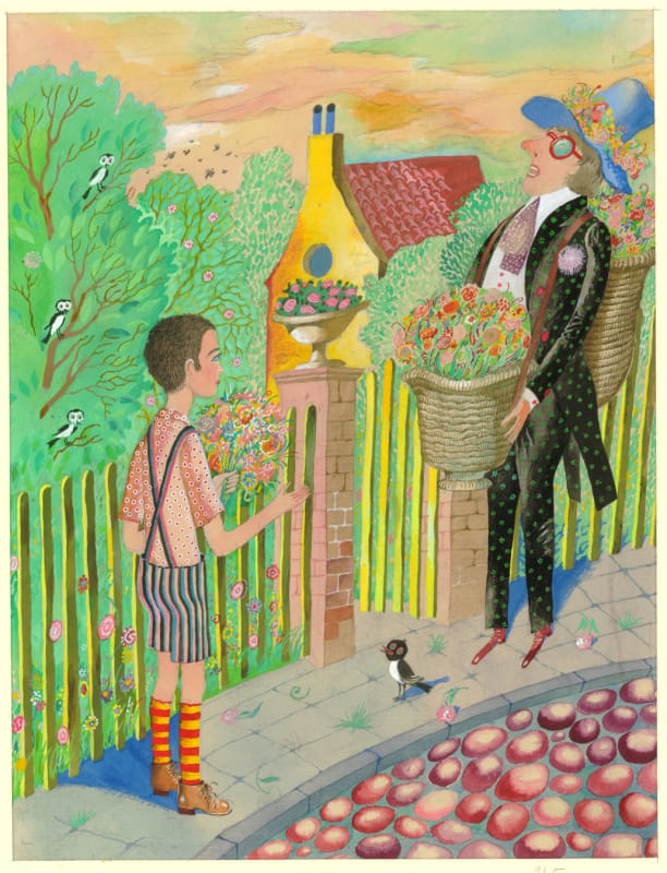 Жак Превер. 6. Как нарисовать птицу. 1982 г., тон. бум. акв. гуашь, 30х22,5 см.