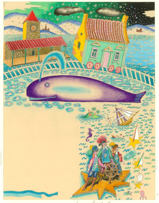 Жак Превер. 11. Как нарисовать птицу. 1982 г., тон. бум. акв. гуашь, 30х22,5 см.