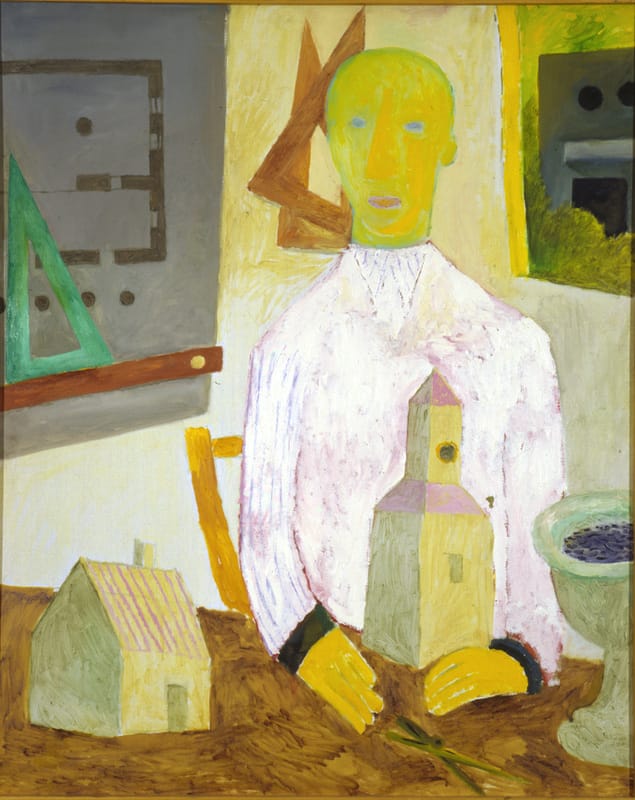 1981г. «Бумажный архитектор». Х/м, 100х80см. Собств. галереи Арт Модерн.